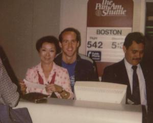 Kelly Cusack (center) with Hawaiian staff. (photo courtesy of Kelly Cusack)