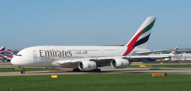 EK A380 at LHR 041916